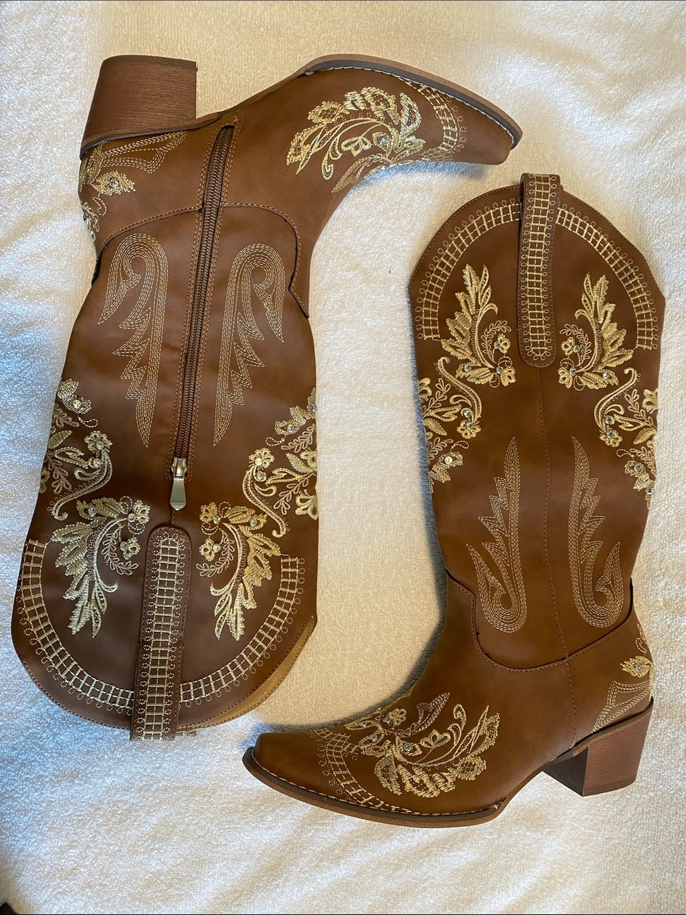 Women's Brown Embroidered Western Cowboy Boots